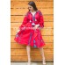 Boho Style Ukrainian Embroidered Classic Dress Red with White/Blue Embroidery